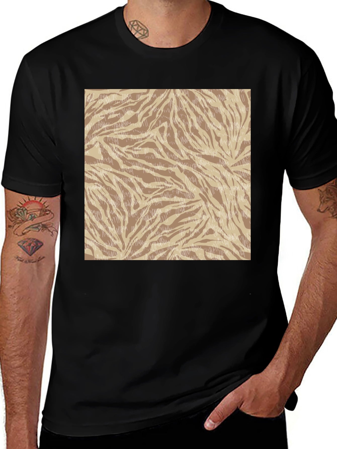 Trendy Zebra Print Crew Neck Tee