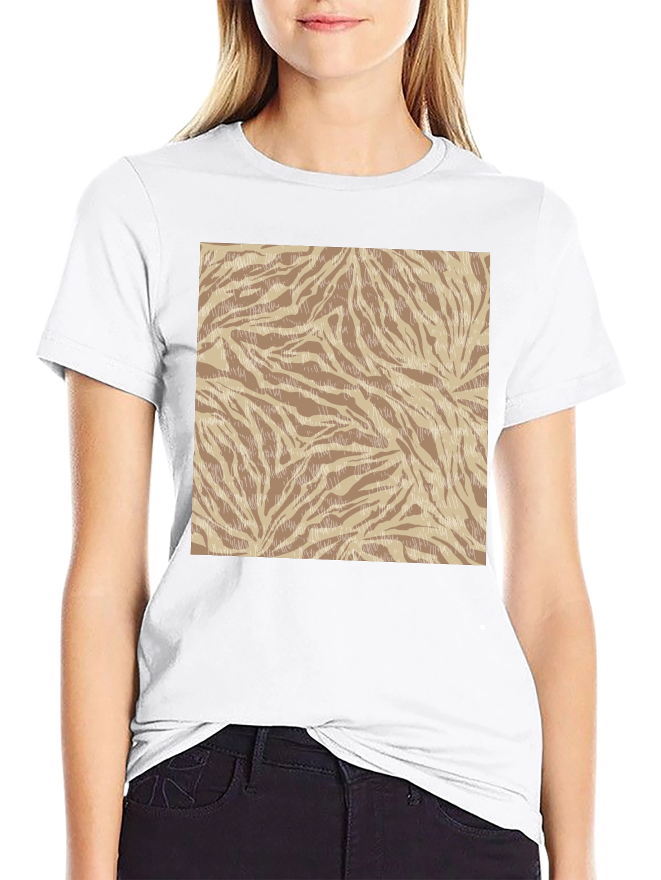 Trendy Zebra Print Crew Neck Tee