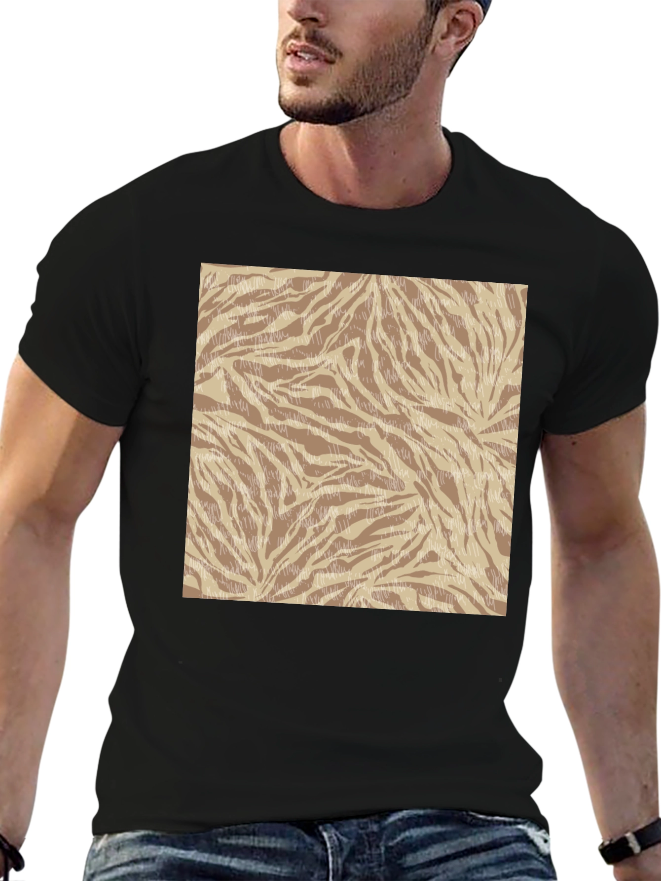 Trendy Zebra Print Crew Neck Tee