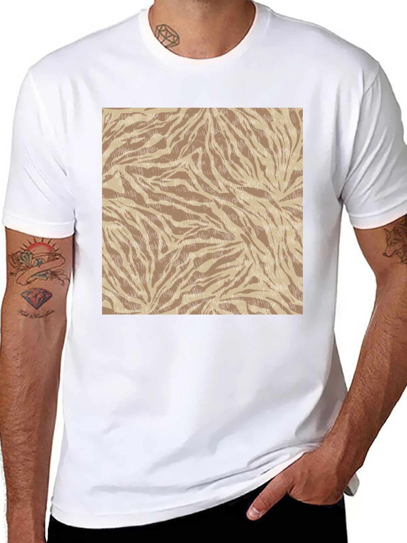 Trendy Zebra Print Crew Neck Tee