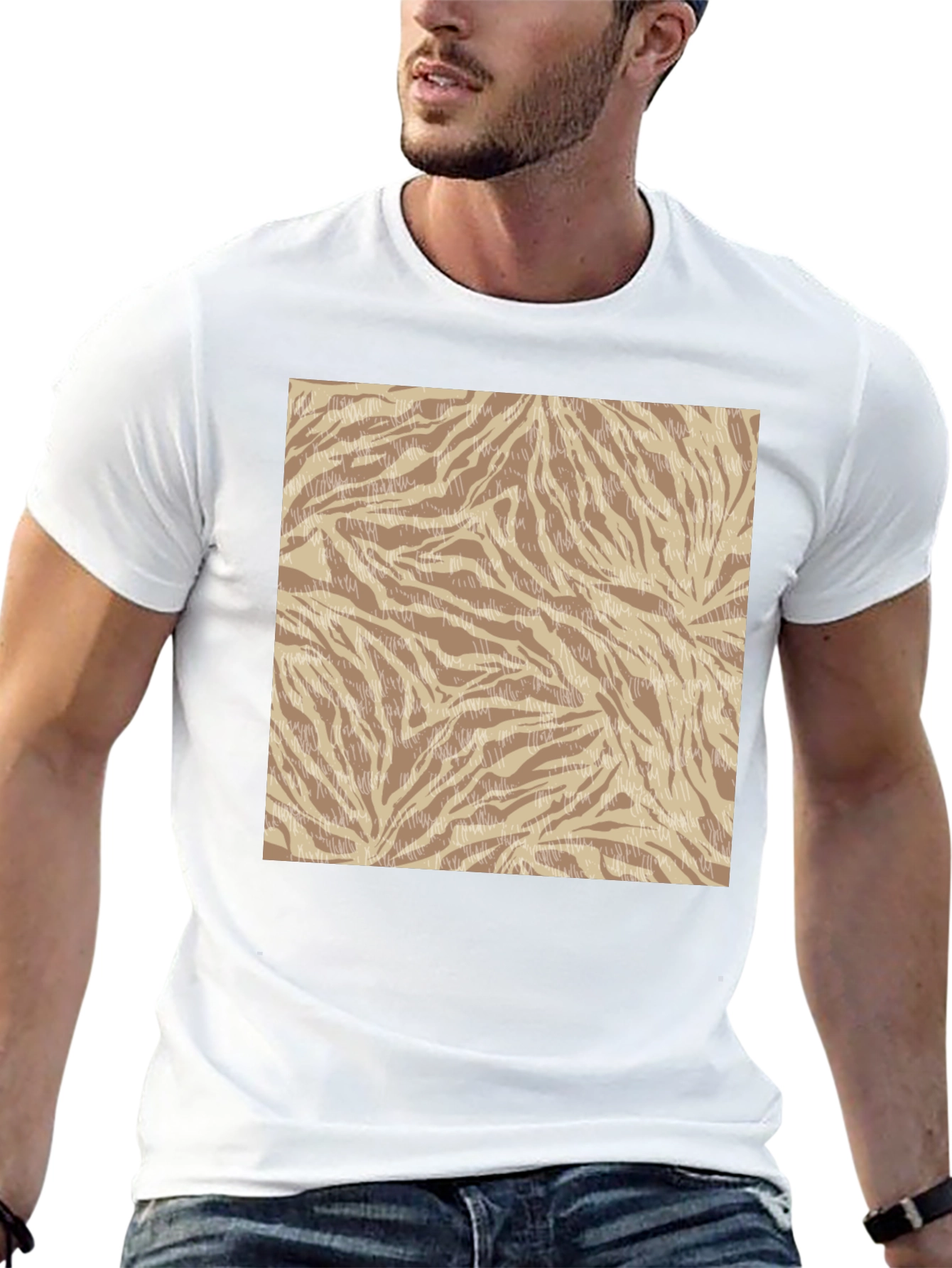 Trendy Zebra Print Crew Neck Tee