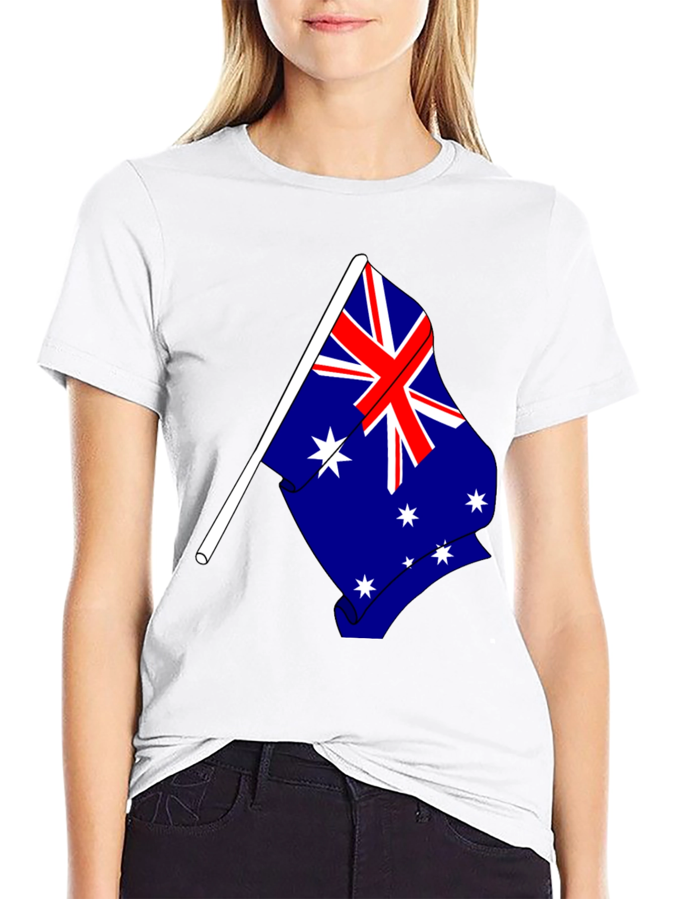 Australia Flag Graphic Print Black T-Shirt