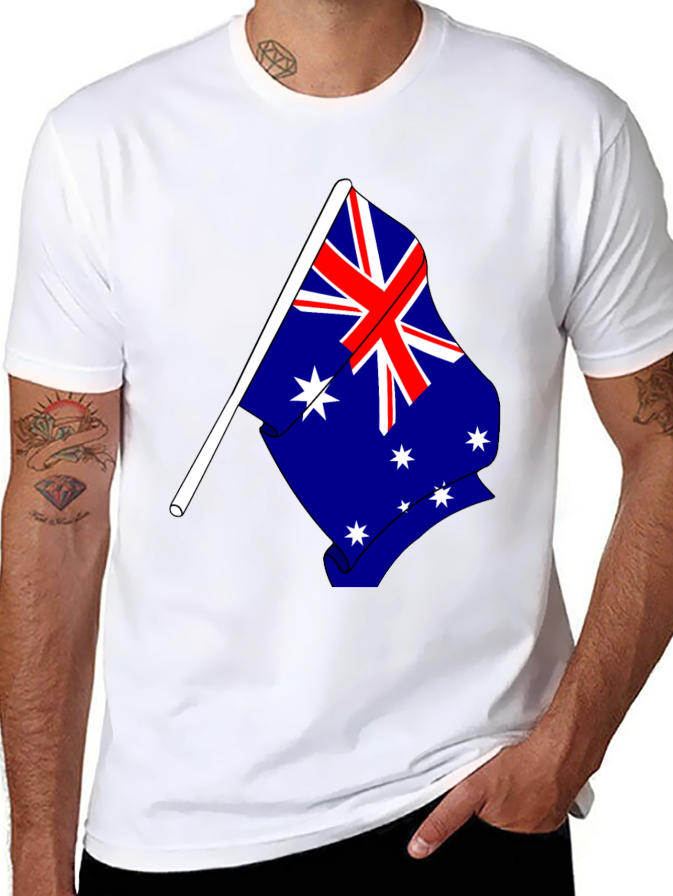 Australia Flag Graphic Print Black T-Shirt