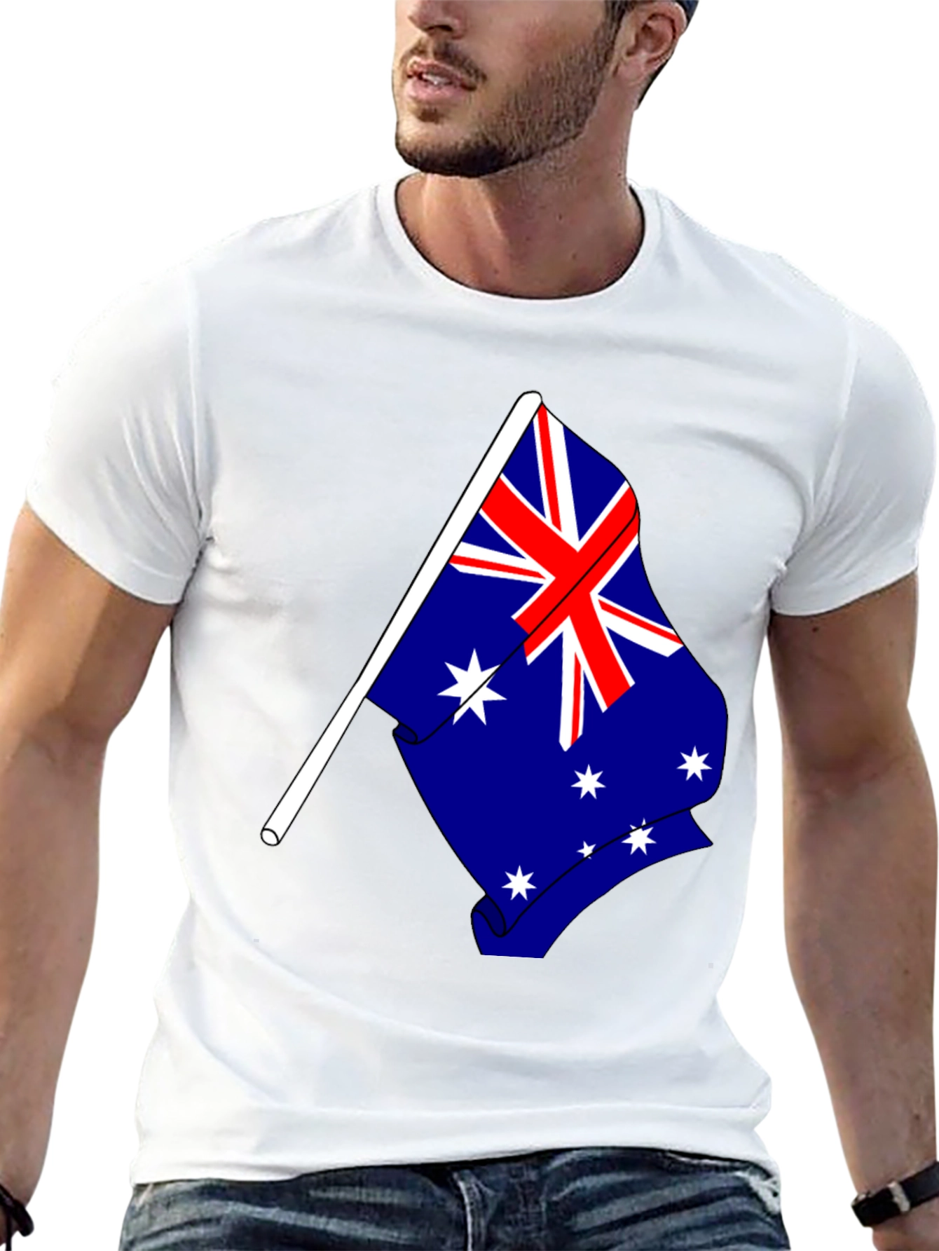 Australia Flag Graphic Print Black T-Shirt