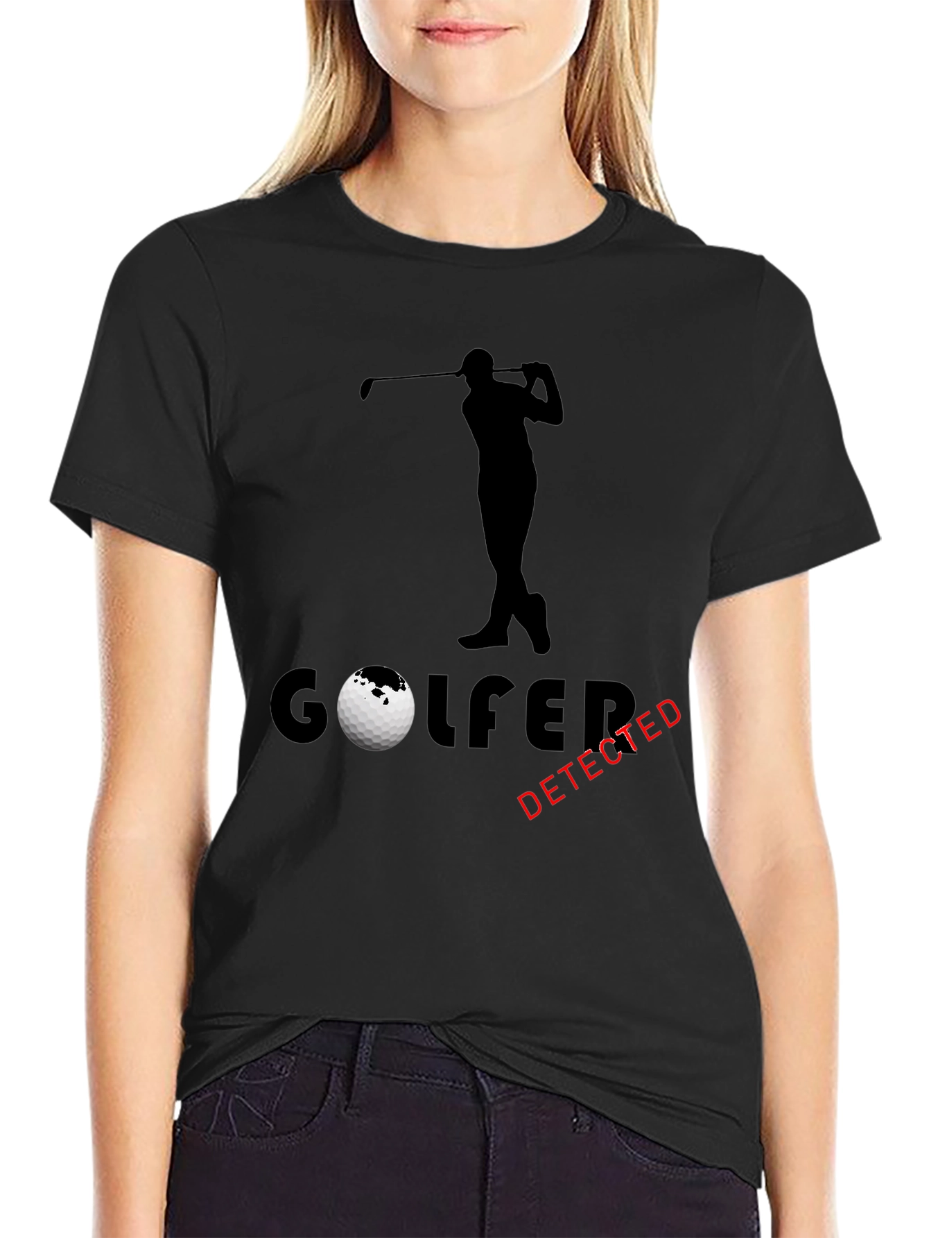 Golfer Detected Graphic T-Shirt - Black