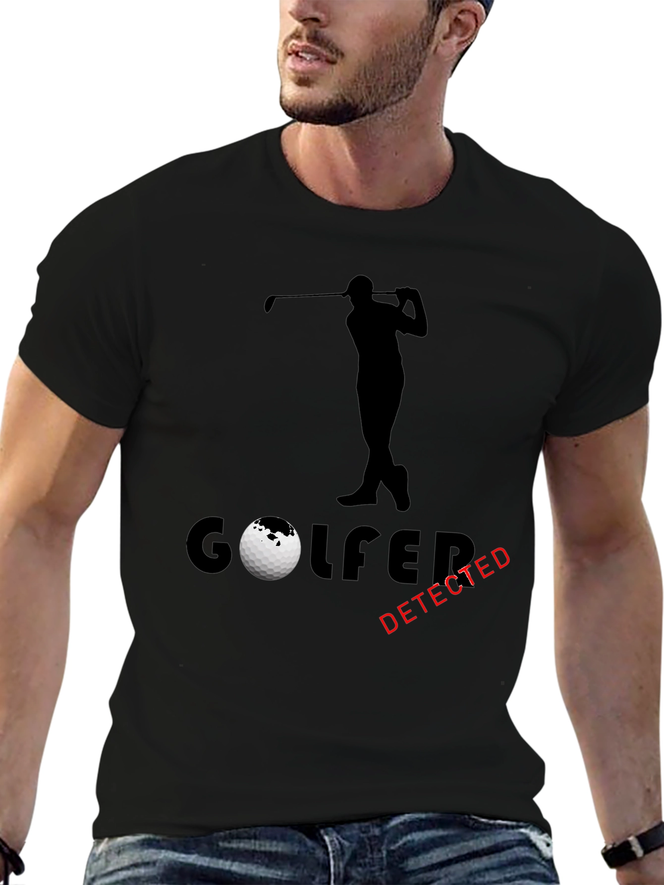 Golfer Detected Graphic T-Shirt - Black