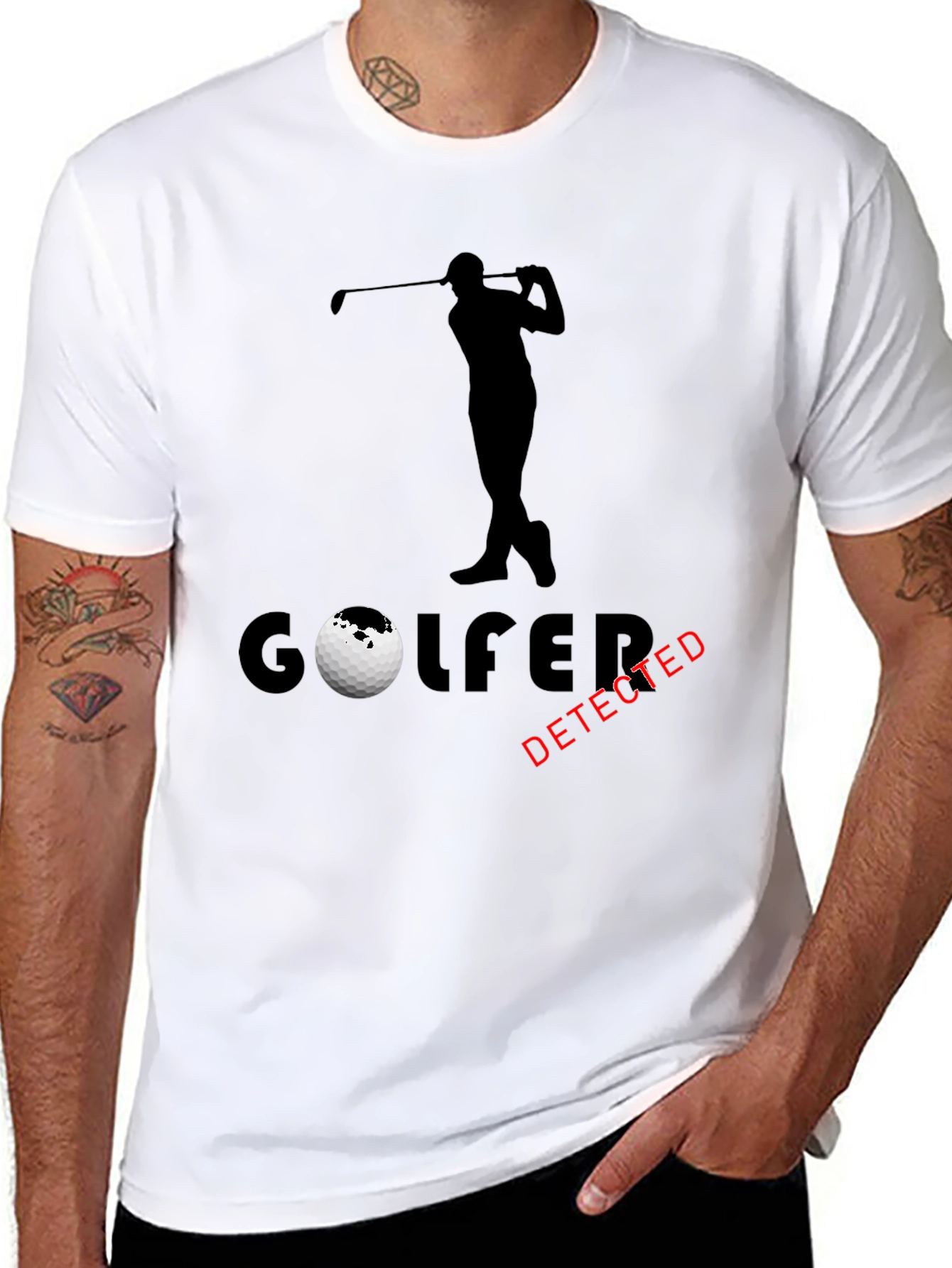 Golfer Detected Graphic T-Shirt - Black