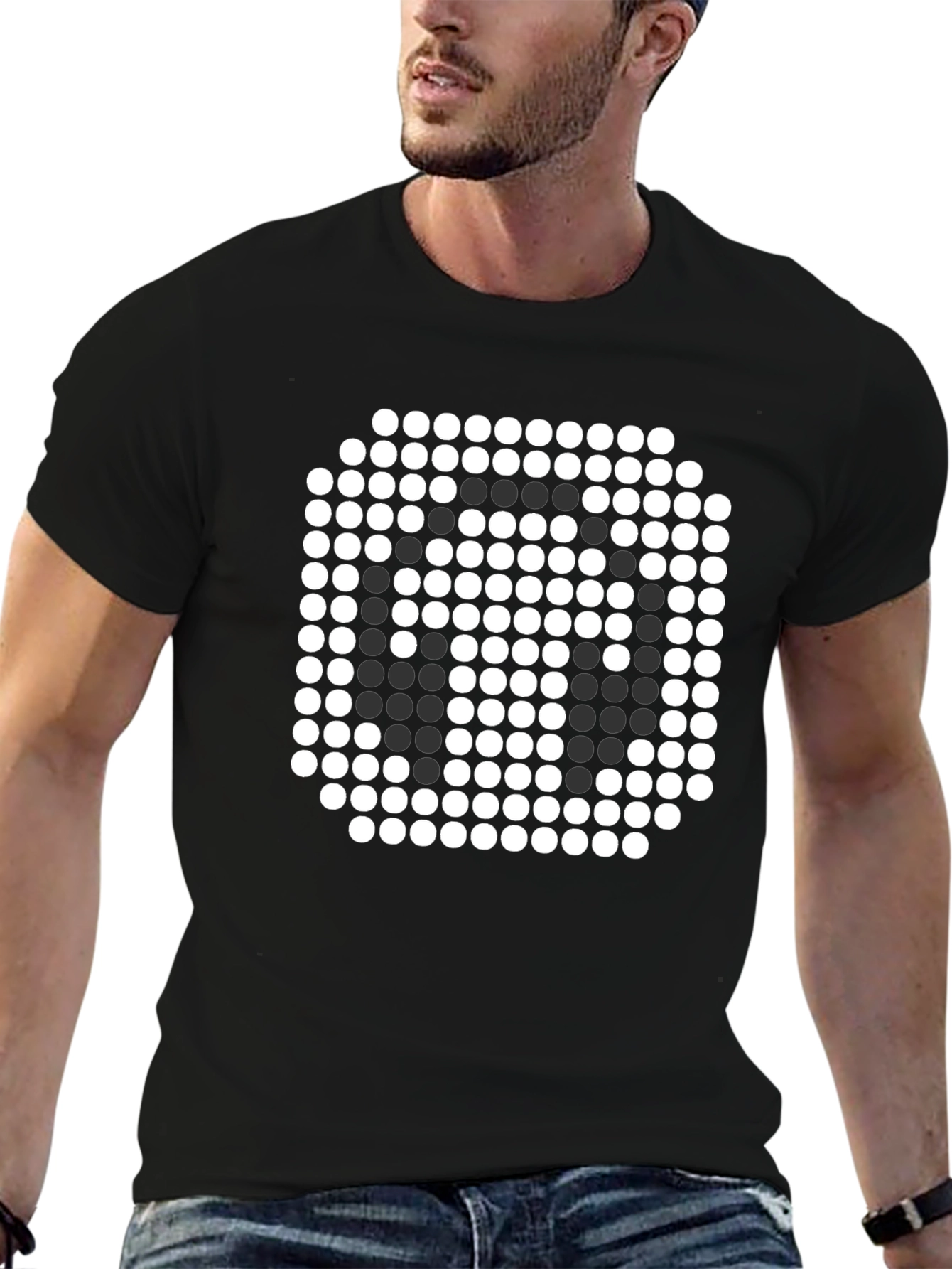 Pixelated Robot Head Black T-Shirt