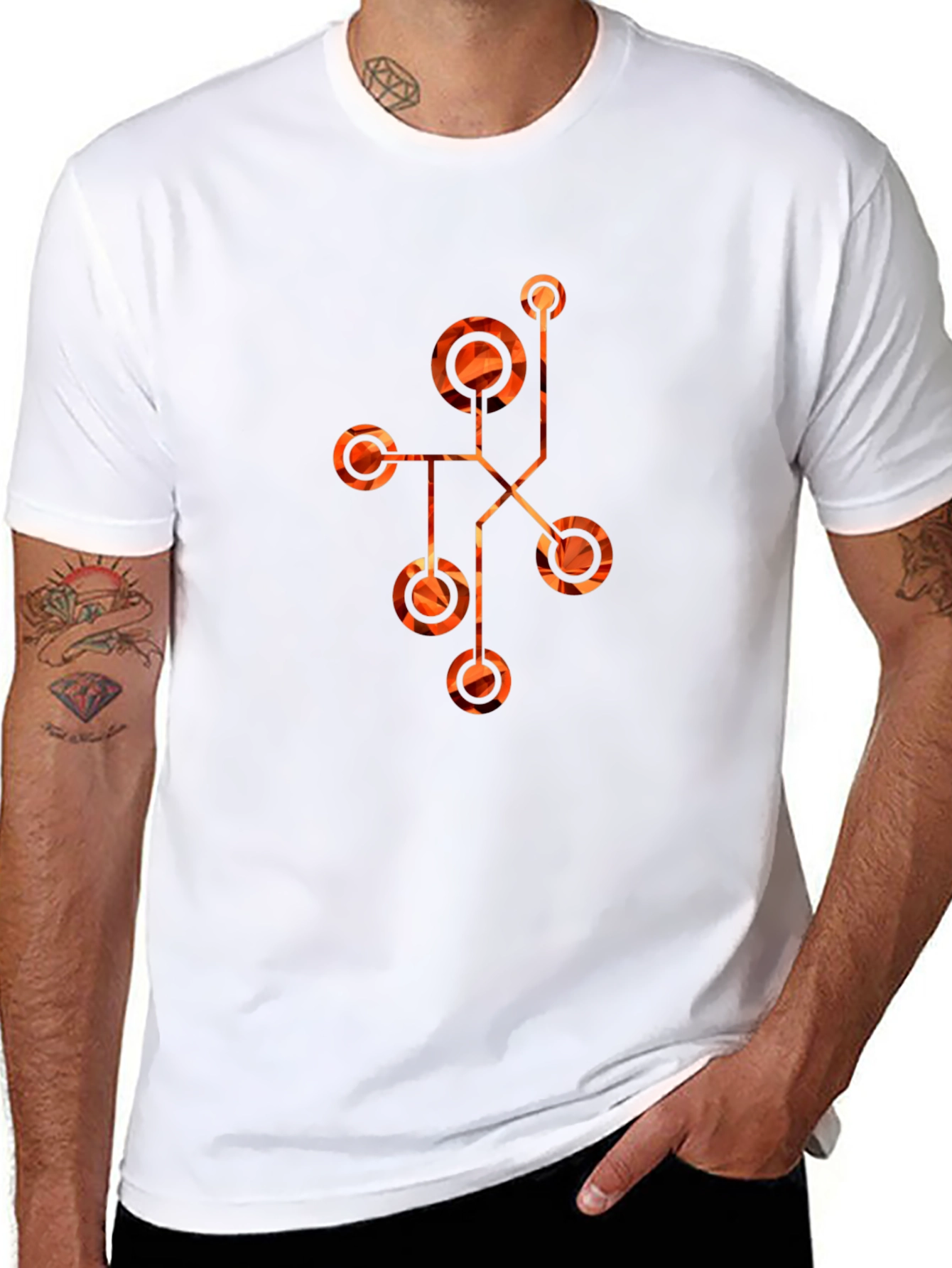 Geometric Pattern Mens Black T-Shirt