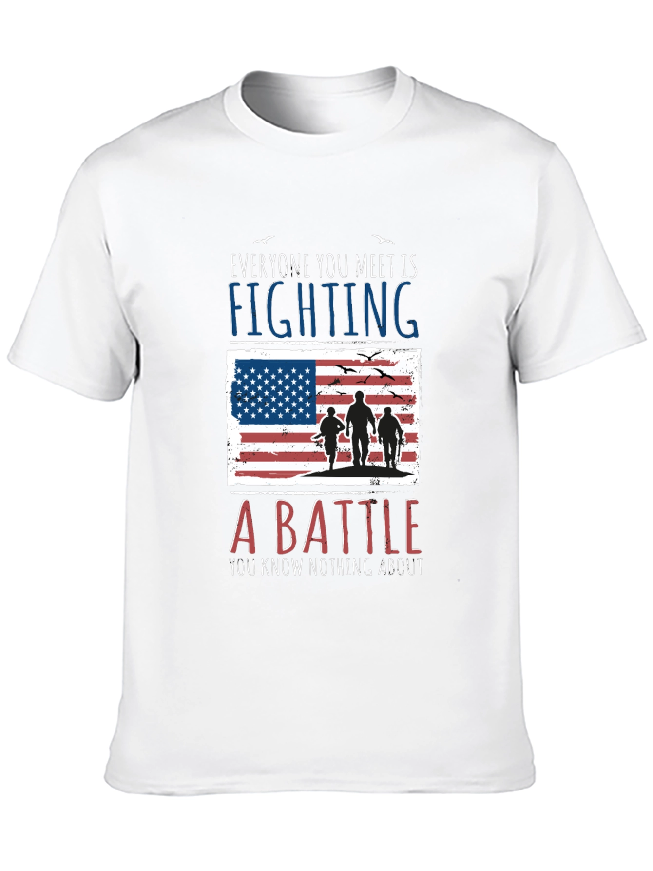 Everyone Fighting Battle USA Flag Graphic Tee