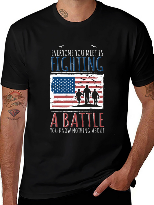 Everyone Fighting Battle USA Flag Graphic Tee
