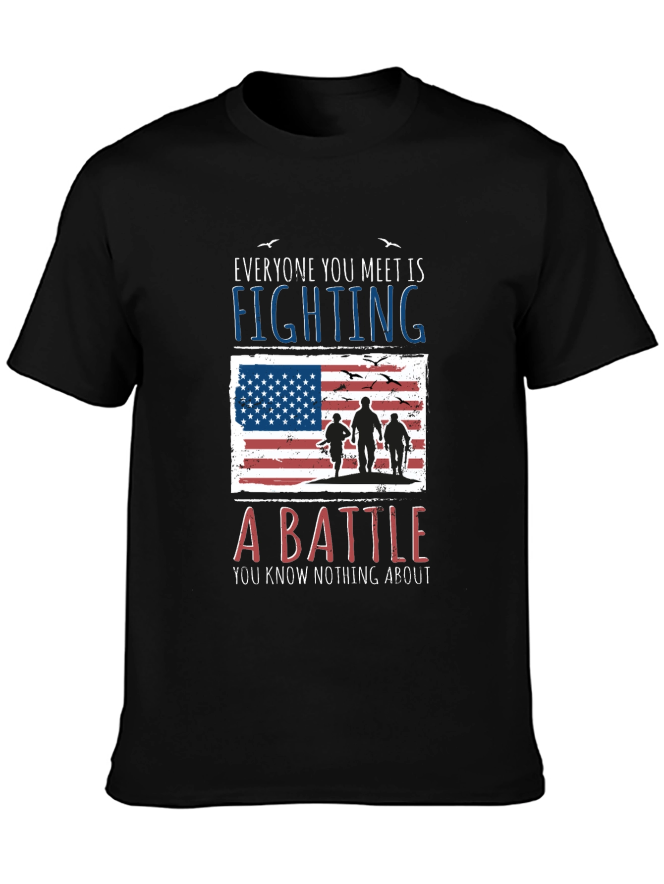 Everyone Fighting Battle USA Flag Graphic Tee