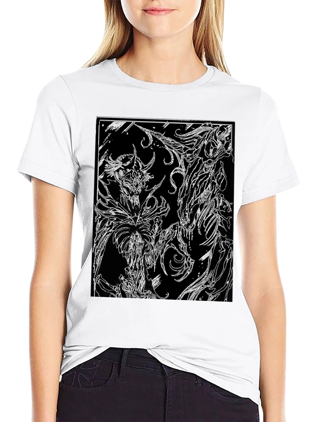 Abstract Graphic Print Black T-Shirt