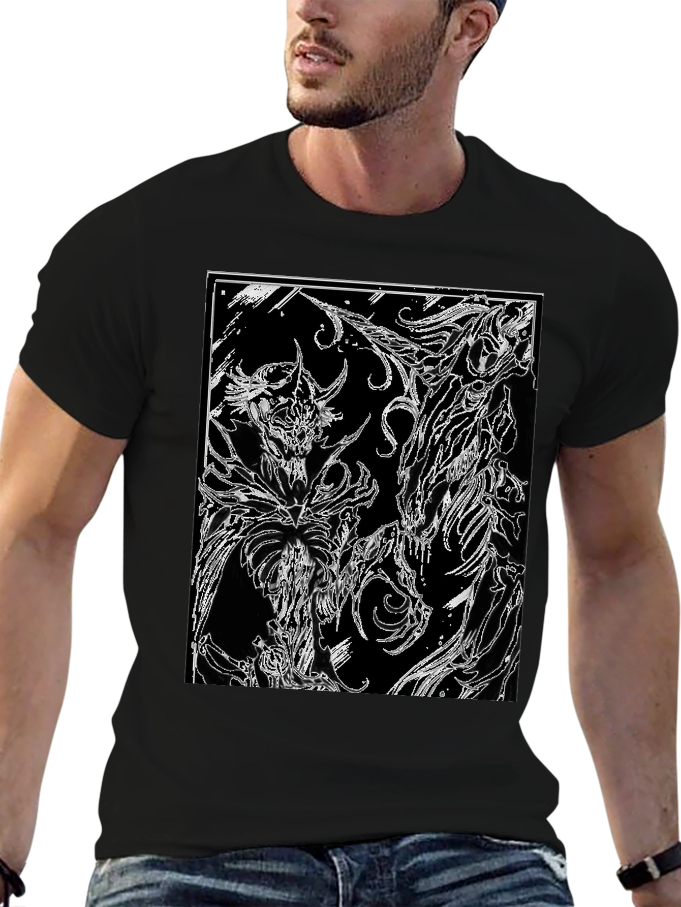 Abstract Graphic Print Black T-Shirt