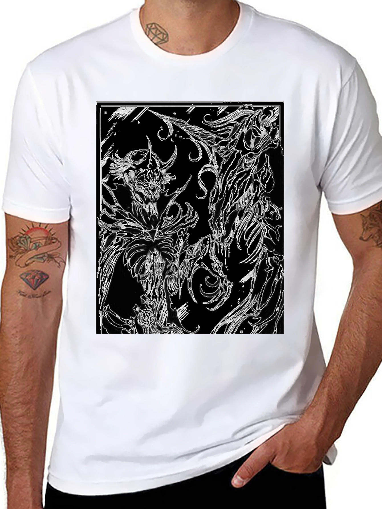 Abstract Graphic Print Black T-Shirt