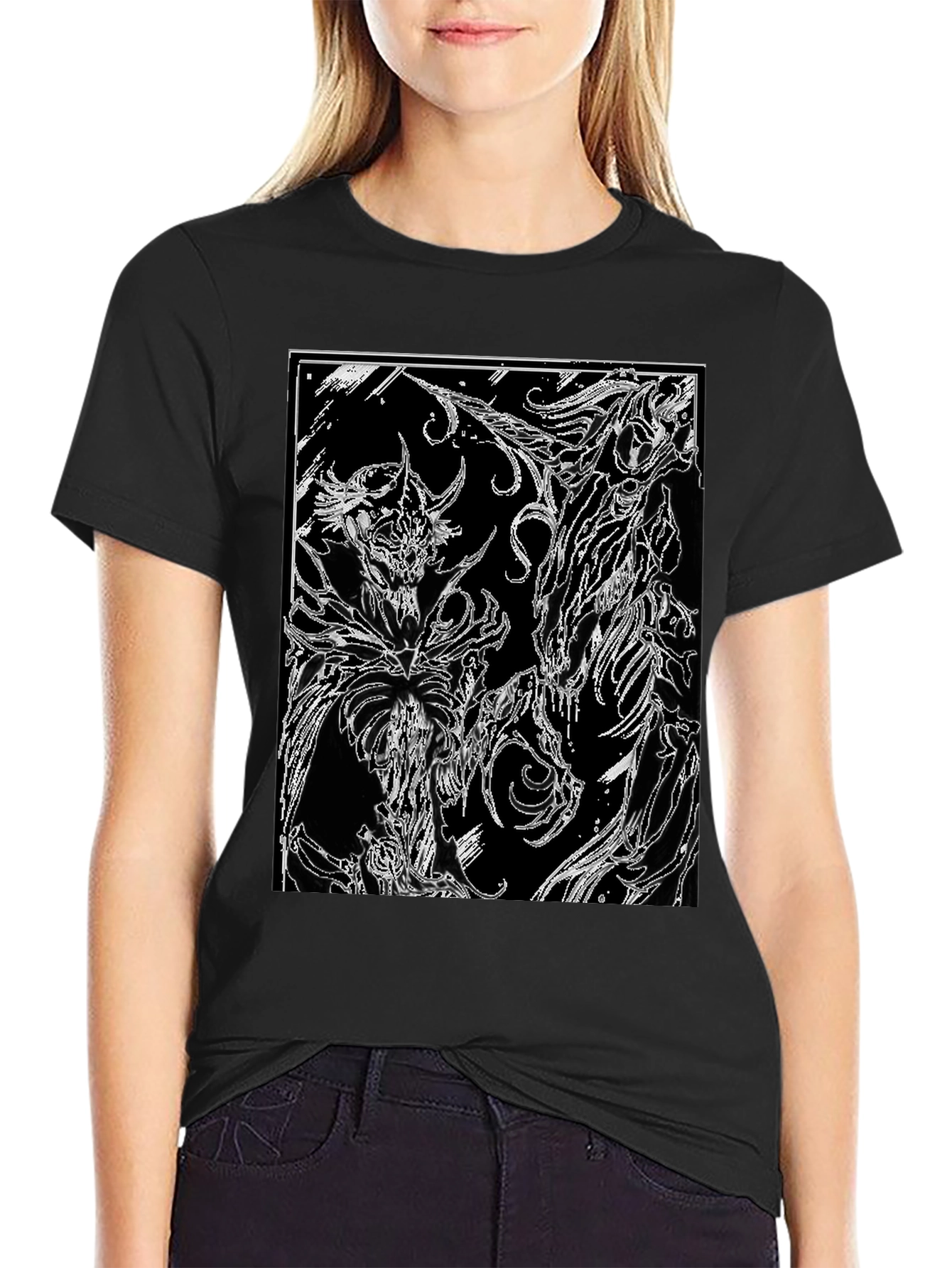 Abstract Graphic Print Black T-Shirt