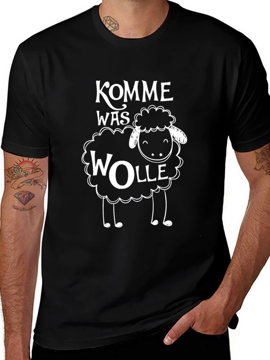 Komm Was Wolle Sheep Graphic T-Shirt - Black Cotton Tee