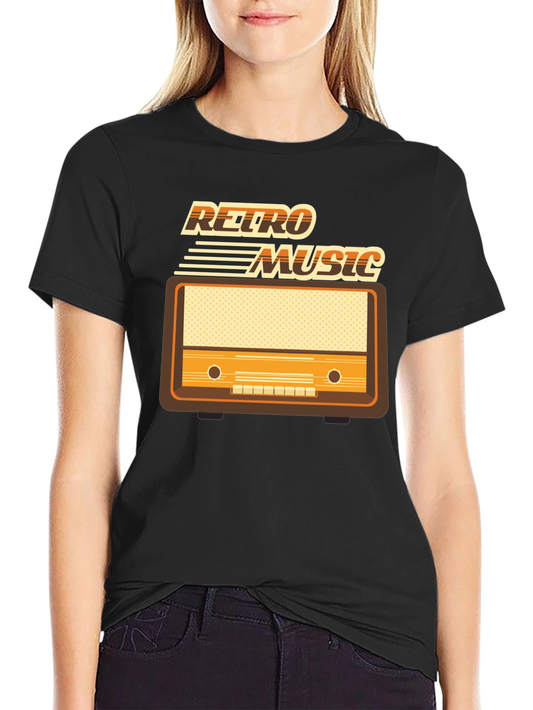 Retro Music Graphic T-Shirt - Vintage Radio Design