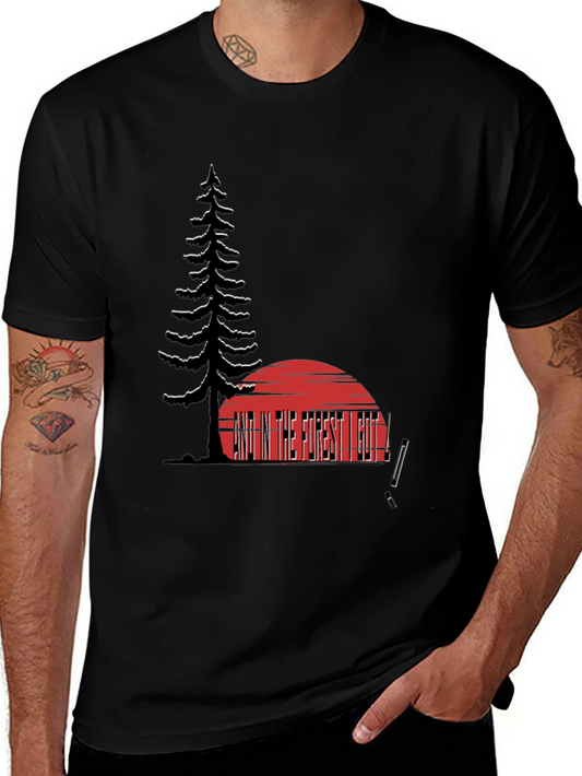 Living in the Forest T-Shirt - Mens Black Graphic Tee