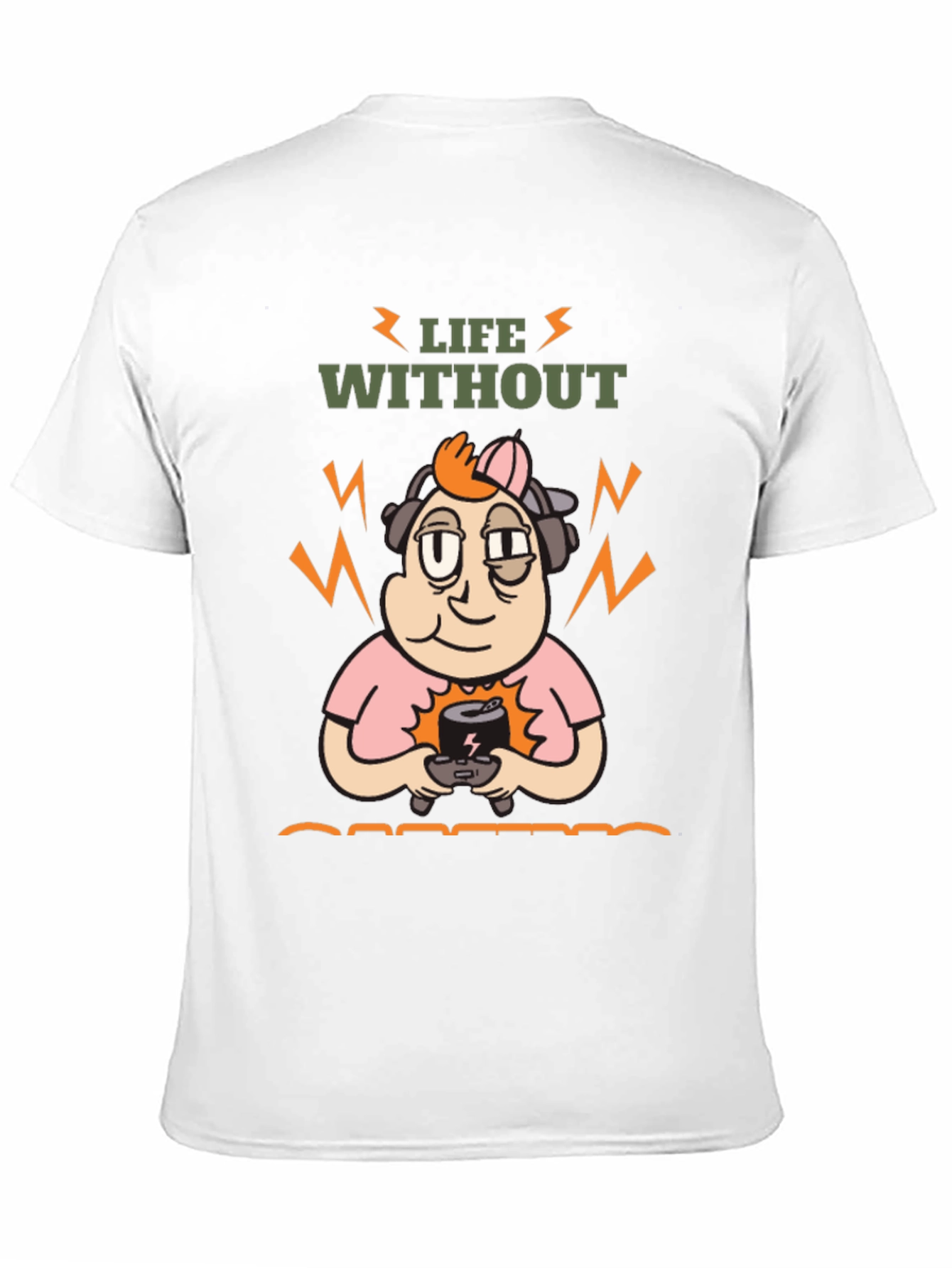 Life Without Gaming T-Shirt - Black Cartoon Gamer Design