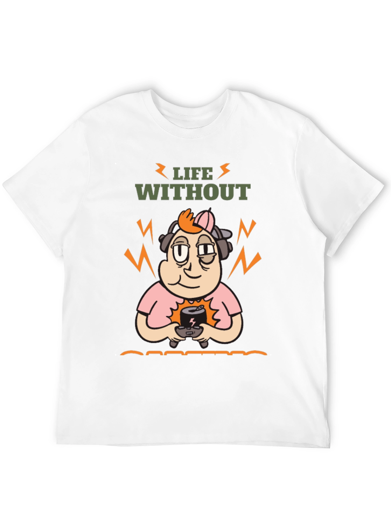 Life Without Gaming T-Shirt - Black Cartoon Gamer Design