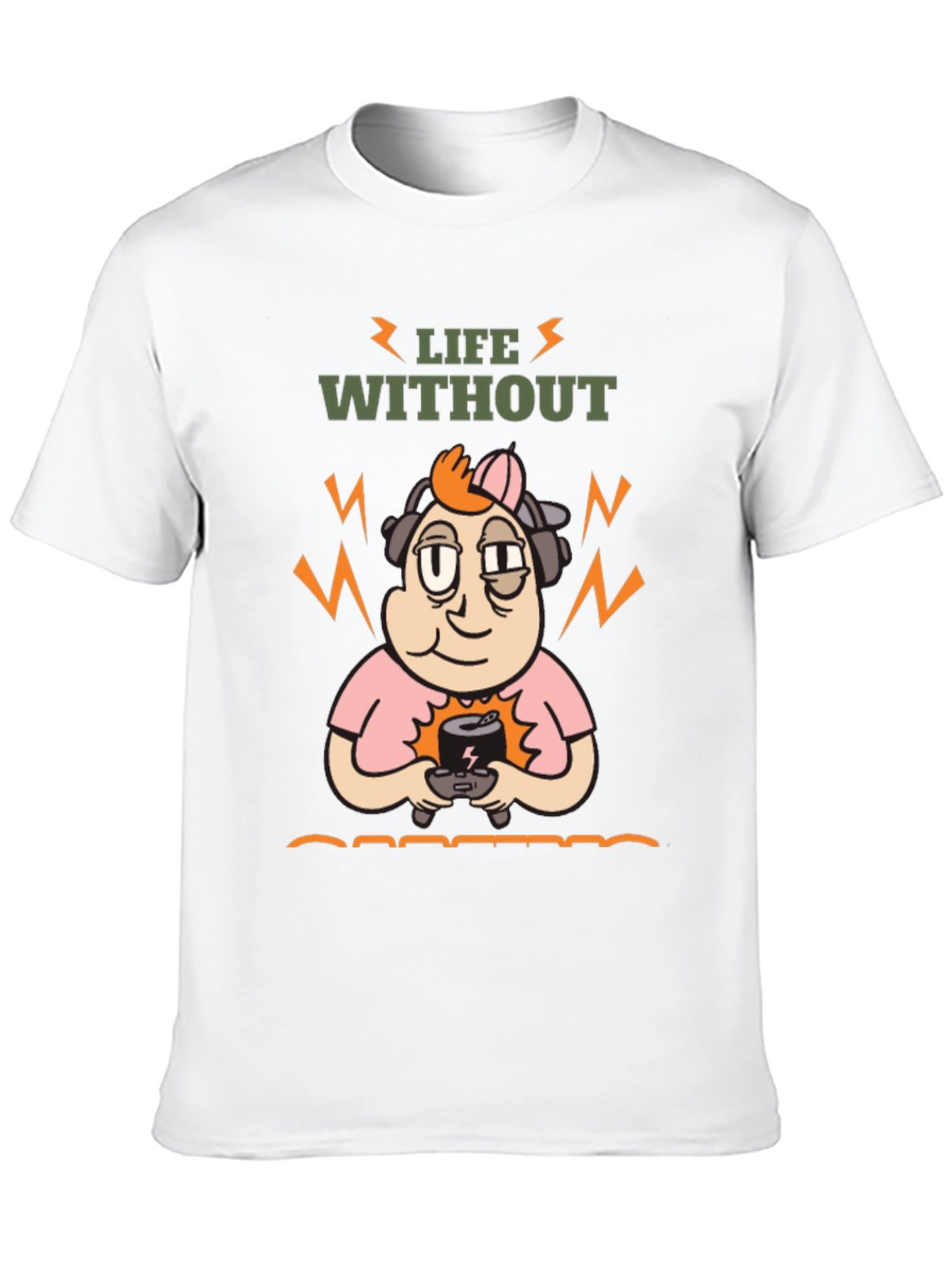 Life Without Gaming T-Shirt - Black Cartoon Gamer Design