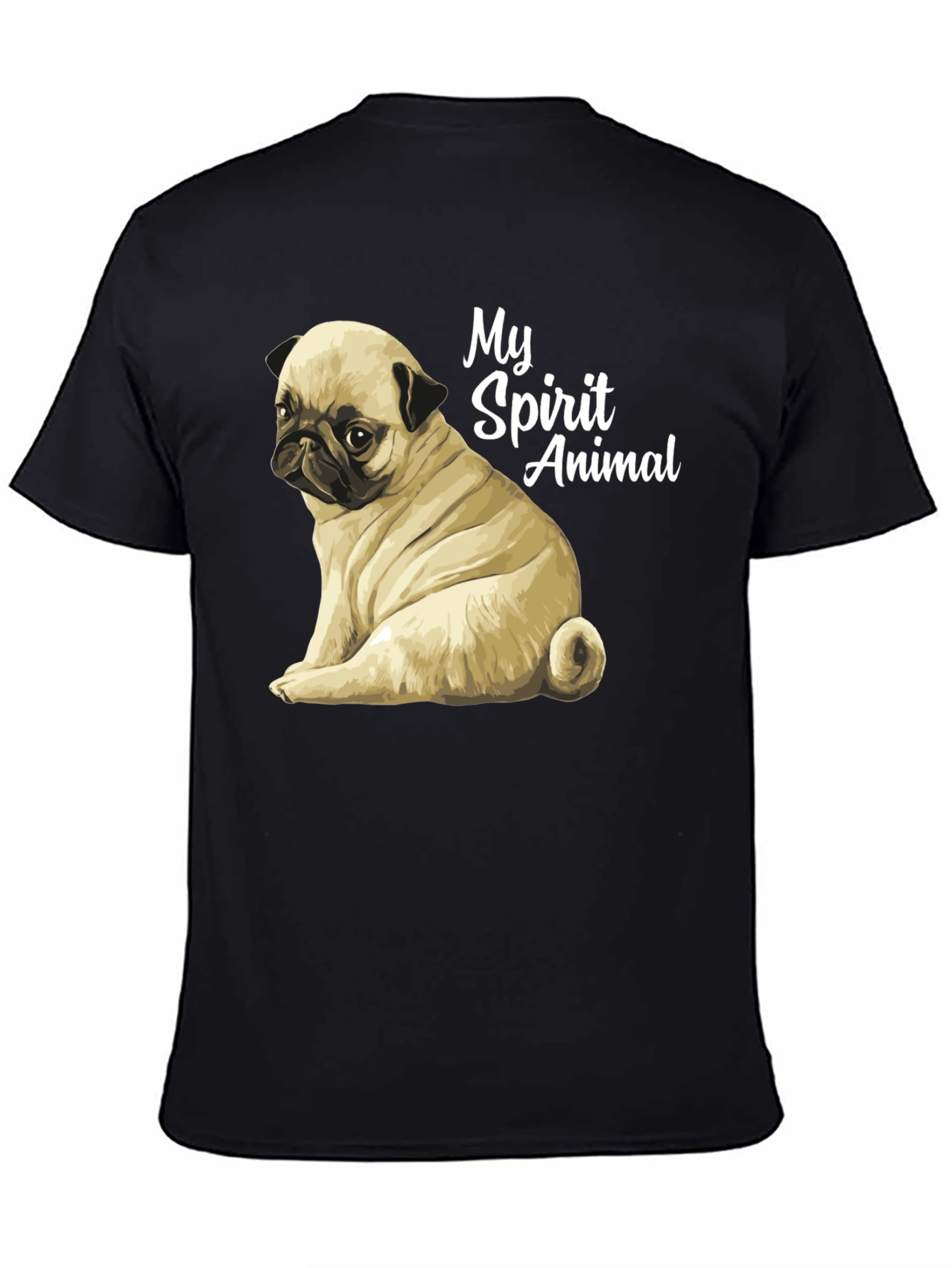 Pug Spirit Animal Black T-Shirt