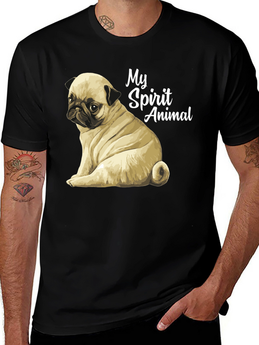 Pug Spirit Animal Black T-Shirt