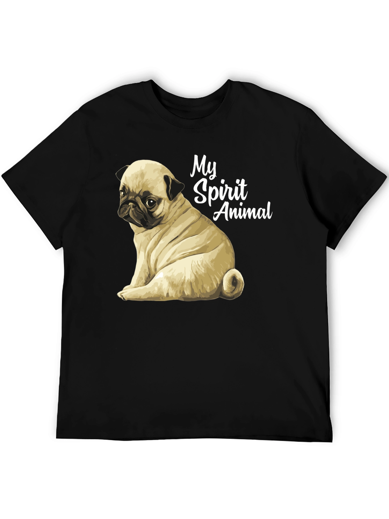 Pug Spirit Animal Black T-Shirt