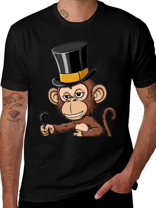 Monkey Top Hat T-Shirt - Stylish & Humorous Design