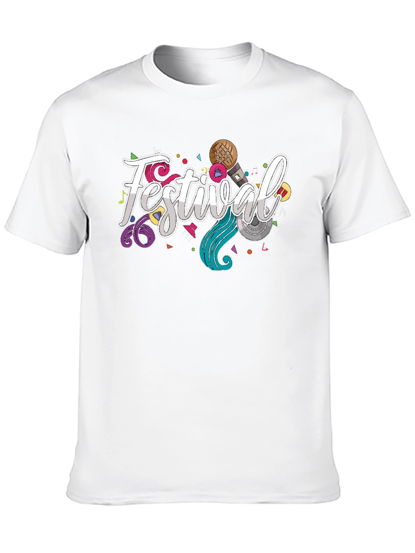 Festival Fun Graphic Tee - Black Cotton T-Shirt