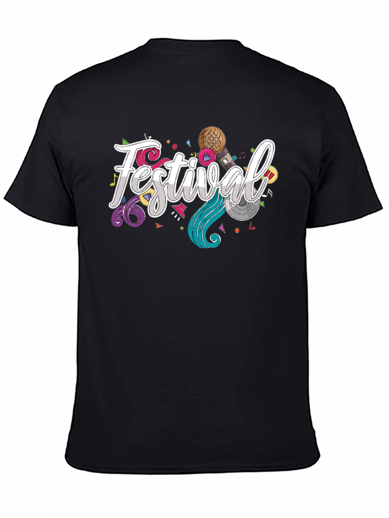Festival Fun Graphic Tee - Black Cotton T-Shirt
