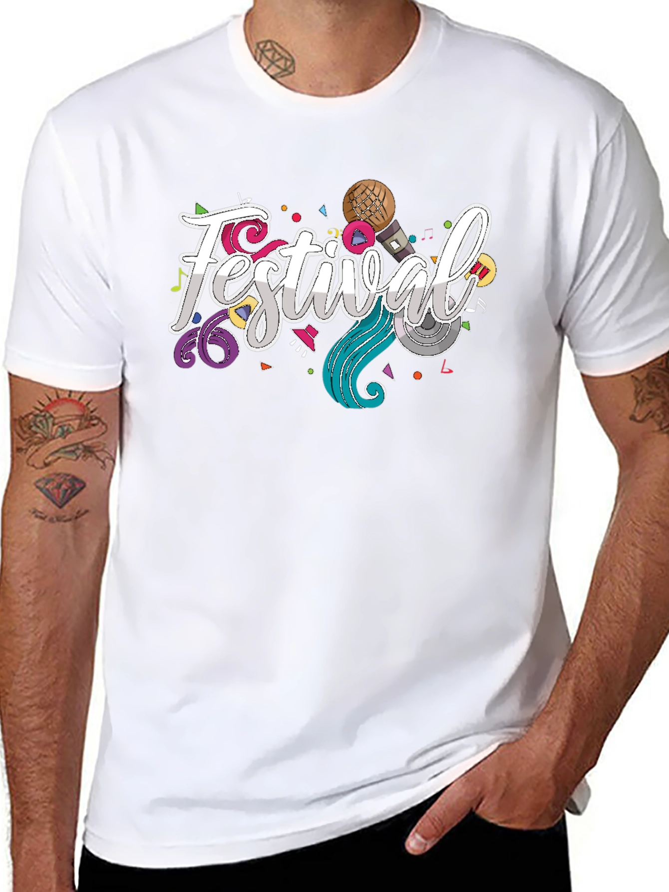 Festival Fun Graphic Tee - Black Cotton T-Shirt