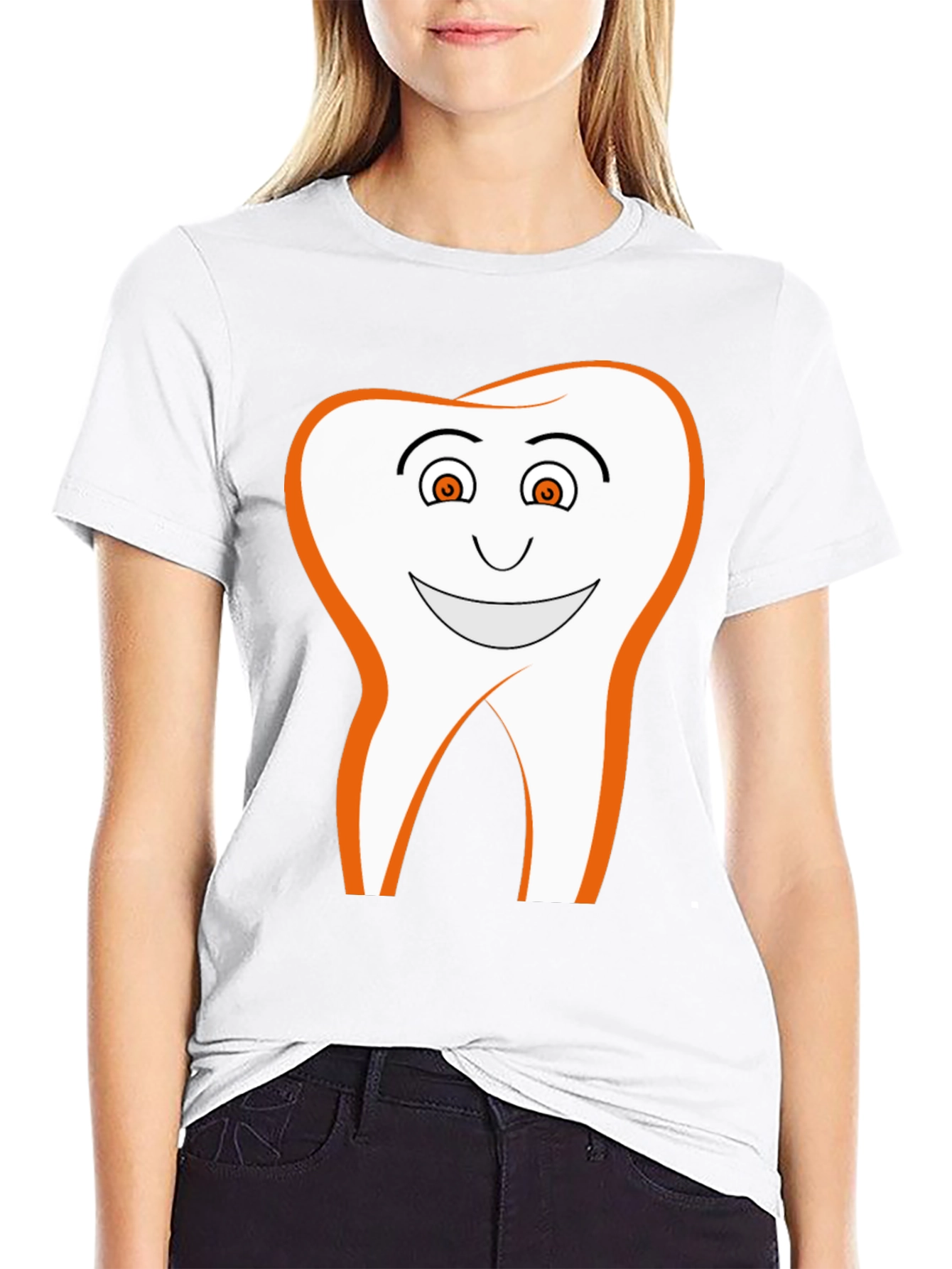 Smiling Tooth Graphic Tee - Black Cotton Blend T-Shirt