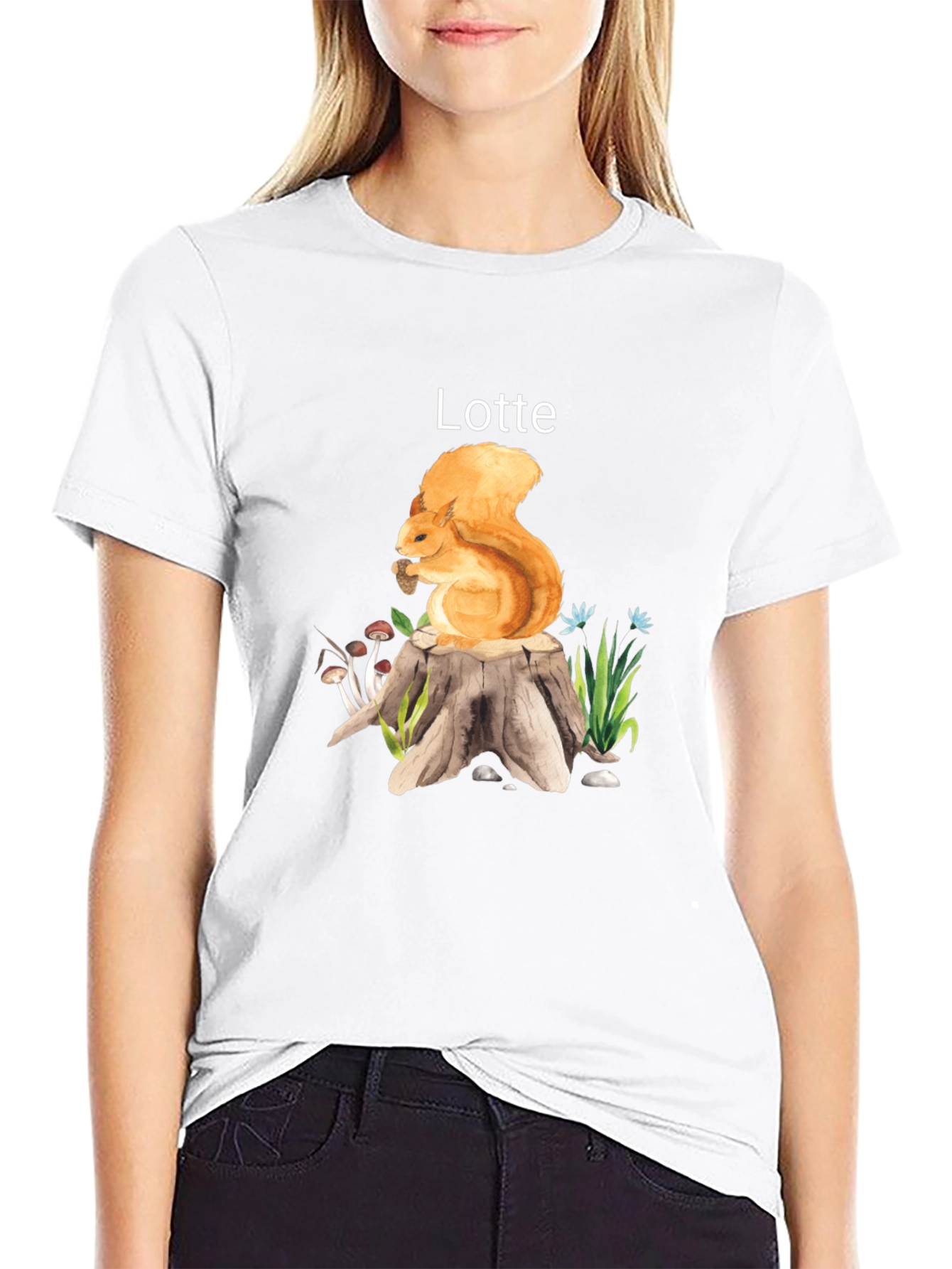 Squirrel on Stump Custom Name T-Shirt