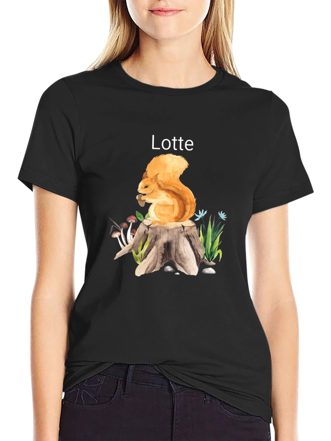 Squirrel on Stump Custom Name T-Shirt