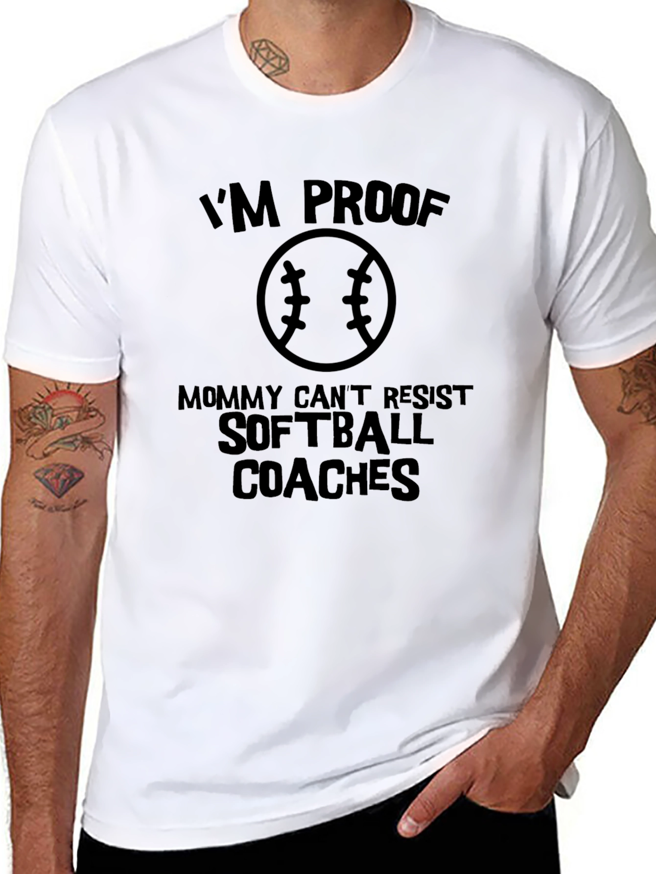 Im Proof Mommy Cant Resist Softball Coaches Black T-Shirt