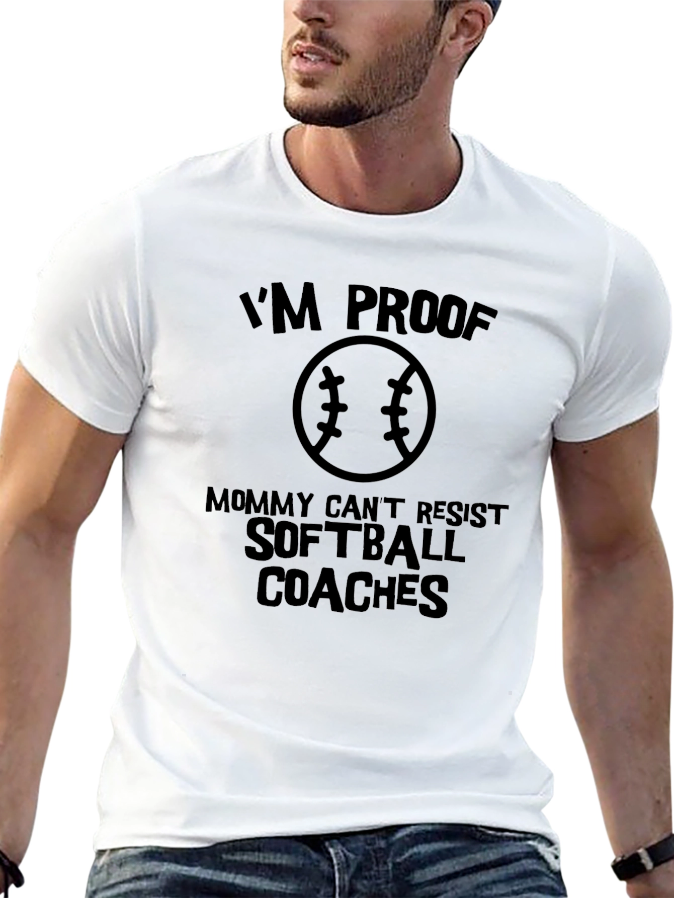 Im Proof Mommy Cant Resist Softball Coaches Black T-Shirt
