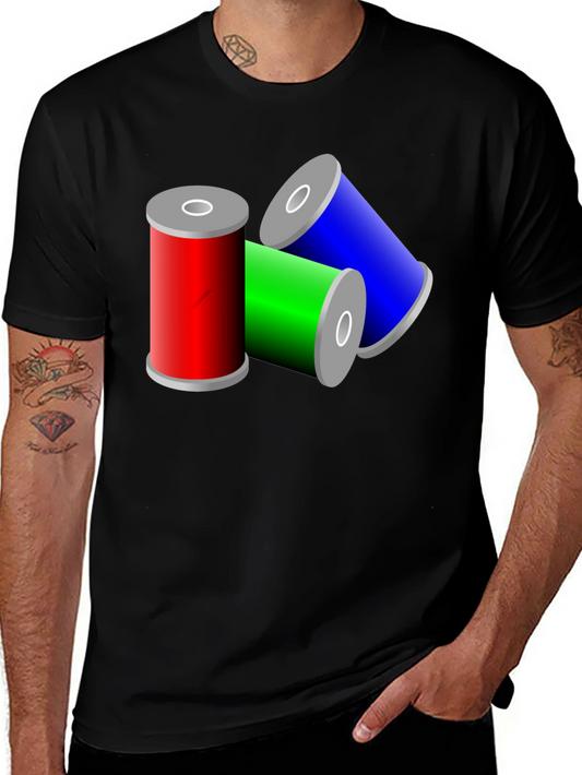 Colorful Thread Spools Black T-Shirt