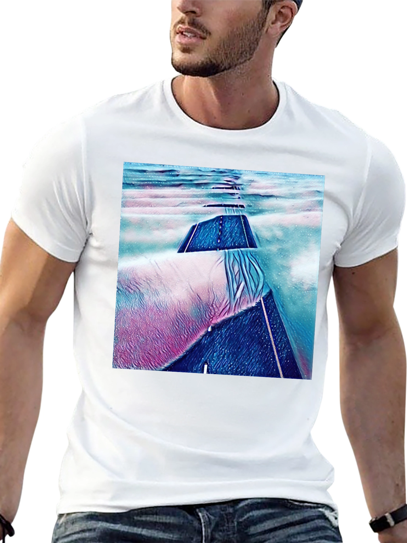 Abstract Road Print Black T-Shirt