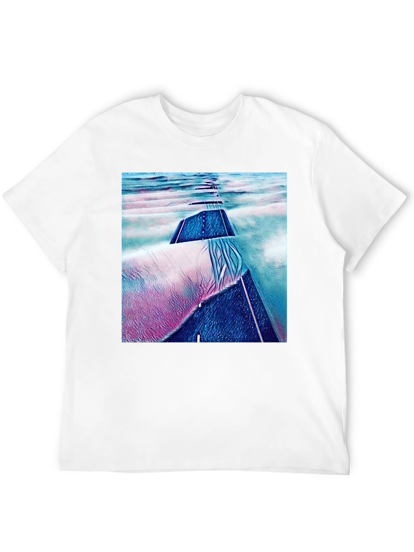 Abstract Road Print Black T-Shirt