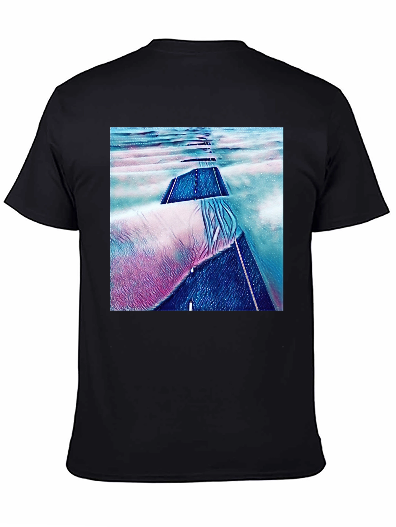 Abstract Road Print Black T-Shirt