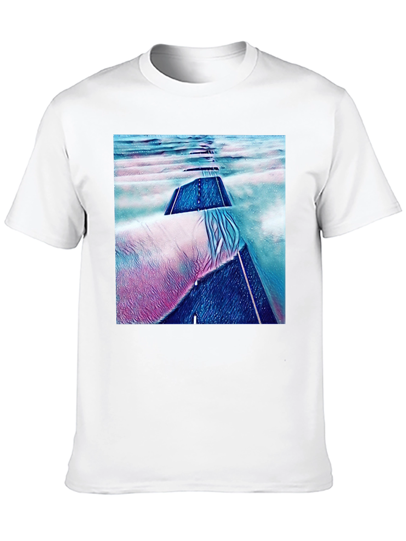 Abstract Road Print Black T-Shirt
