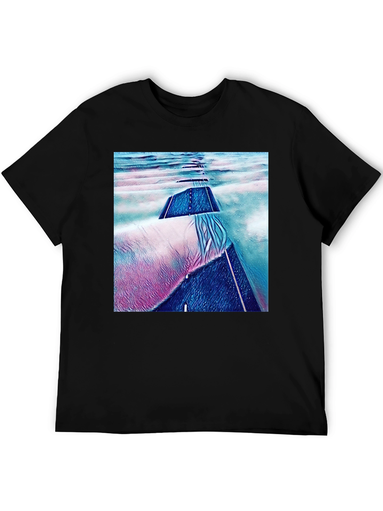 Abstract Road Print Black T-Shirt