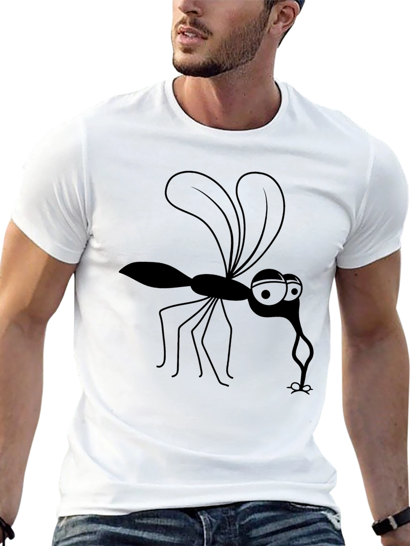 Cartoon Mosquito Graphic Tee - Black