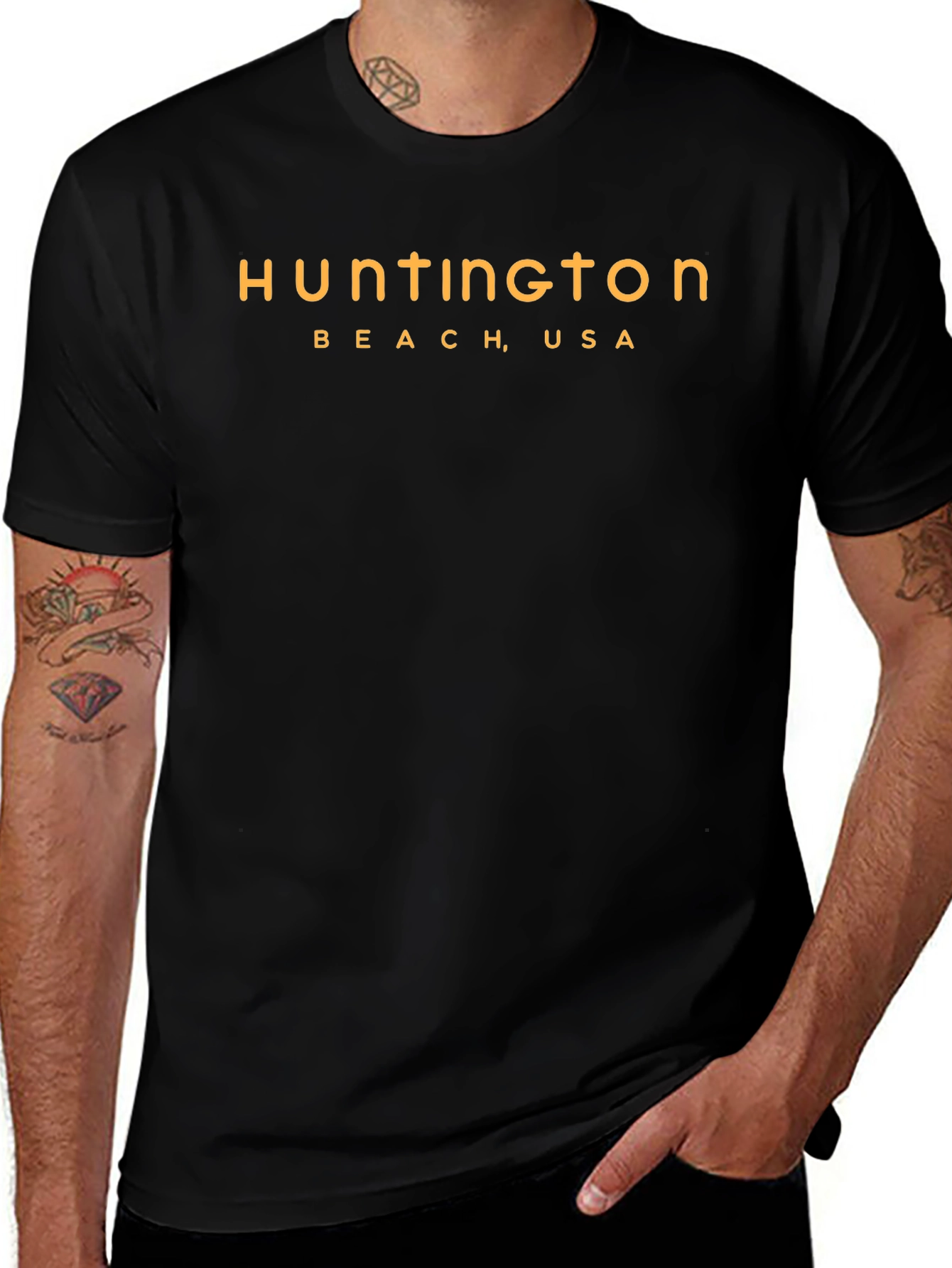 Huntington Beach USA Graphic Tee - Black