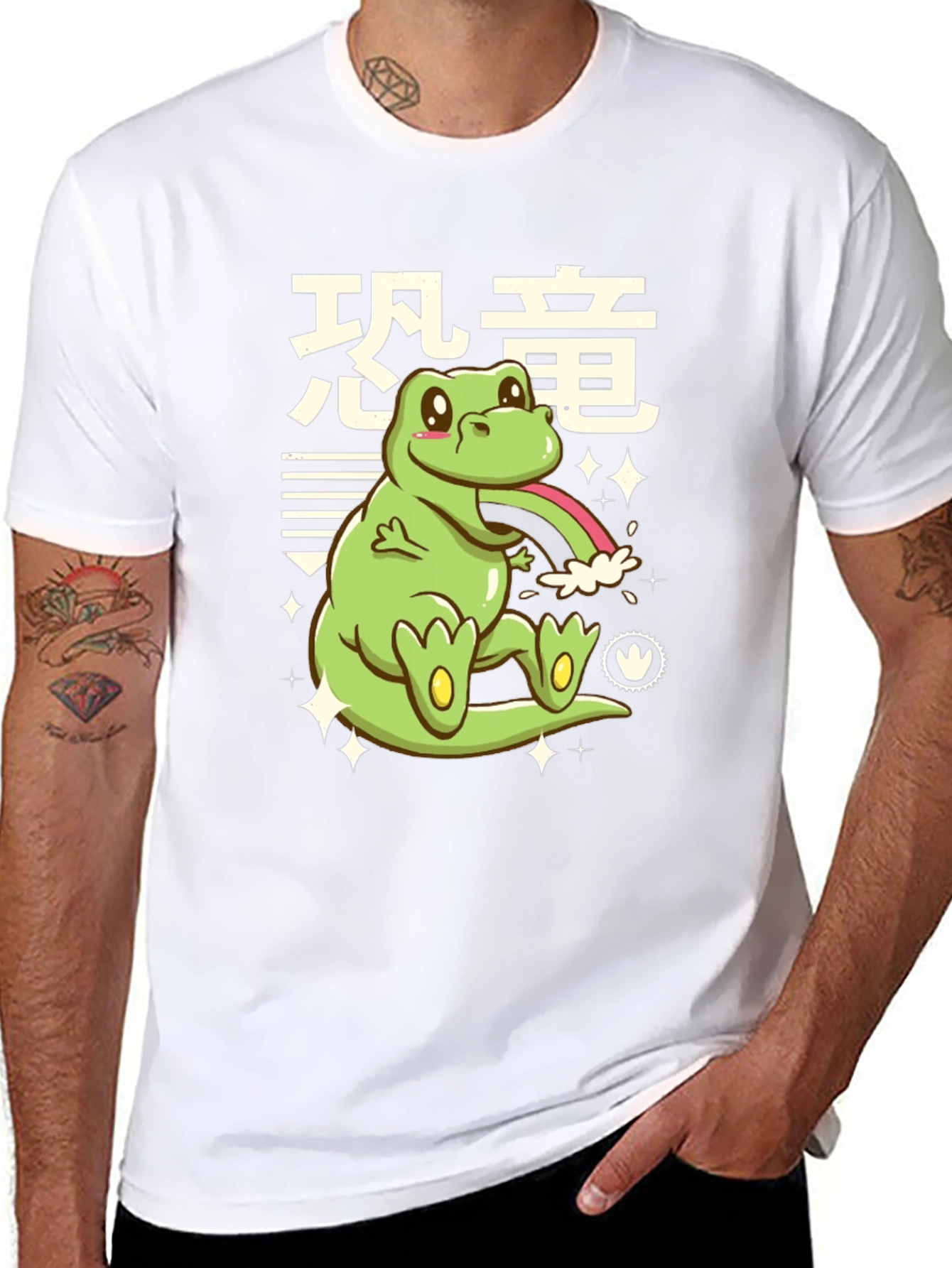 Kawaii Dinosaur Graphic Tee - Black