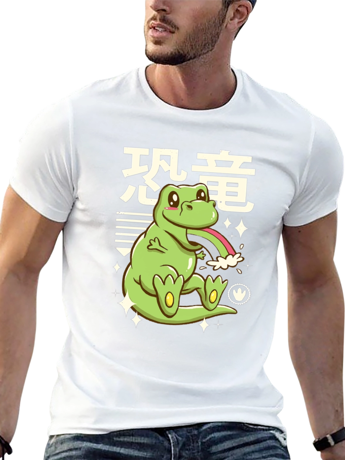 Kawaii Dinosaur Graphic Tee - Black
