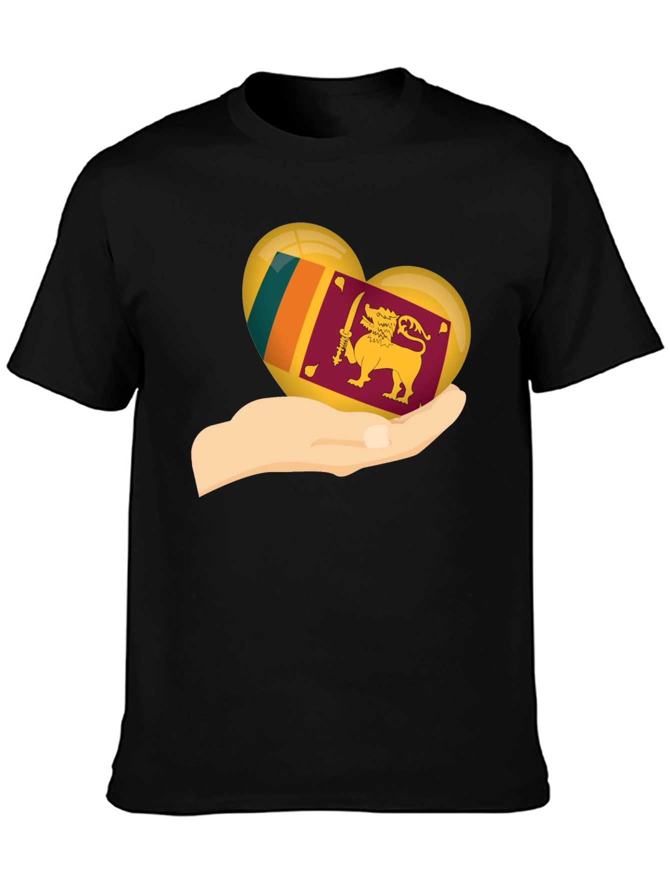 Sri Lanka Flag Heart in Hand Graphic Tee
