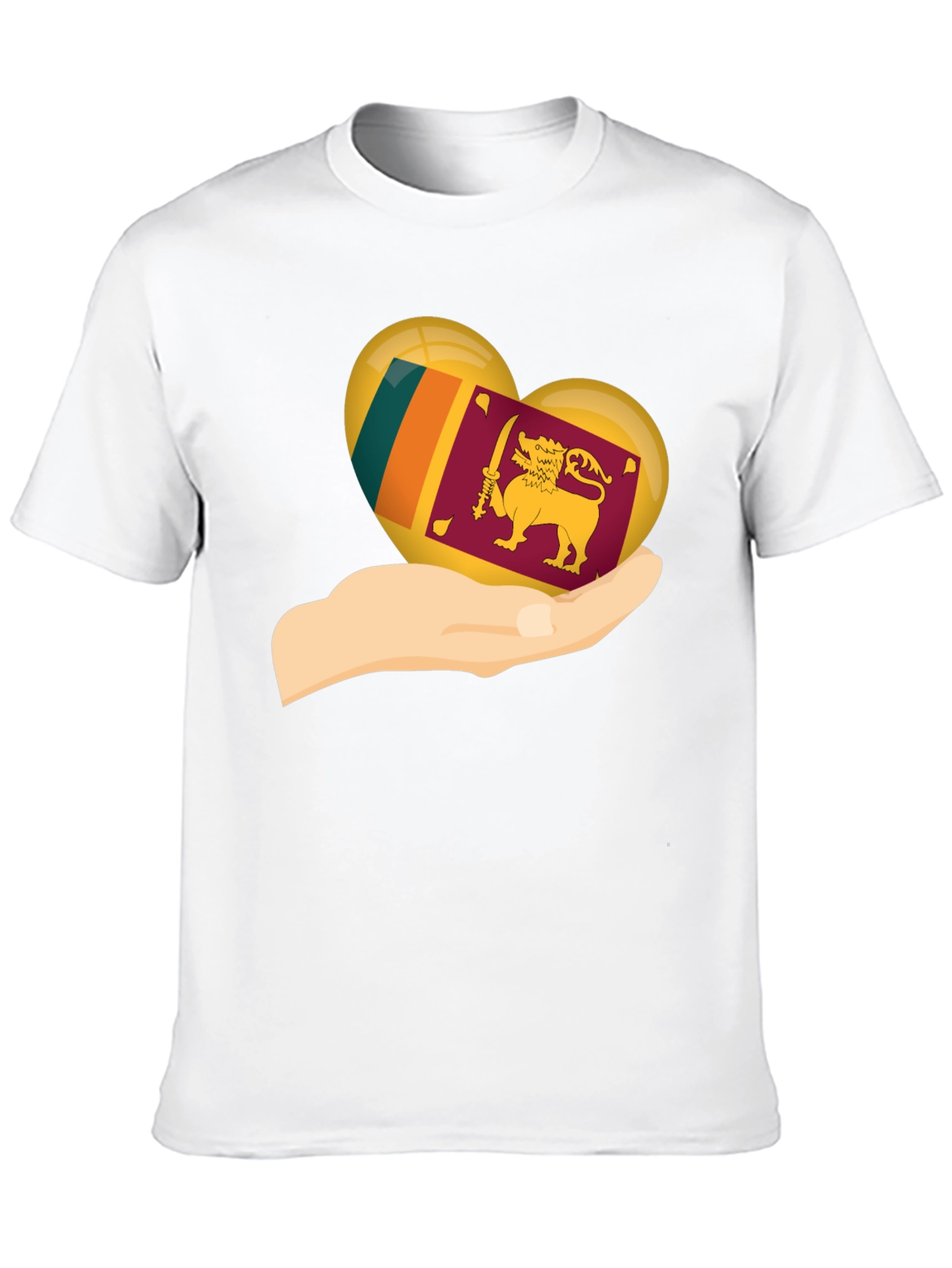 Sri Lanka Flag Heart in Hand Graphic Tee